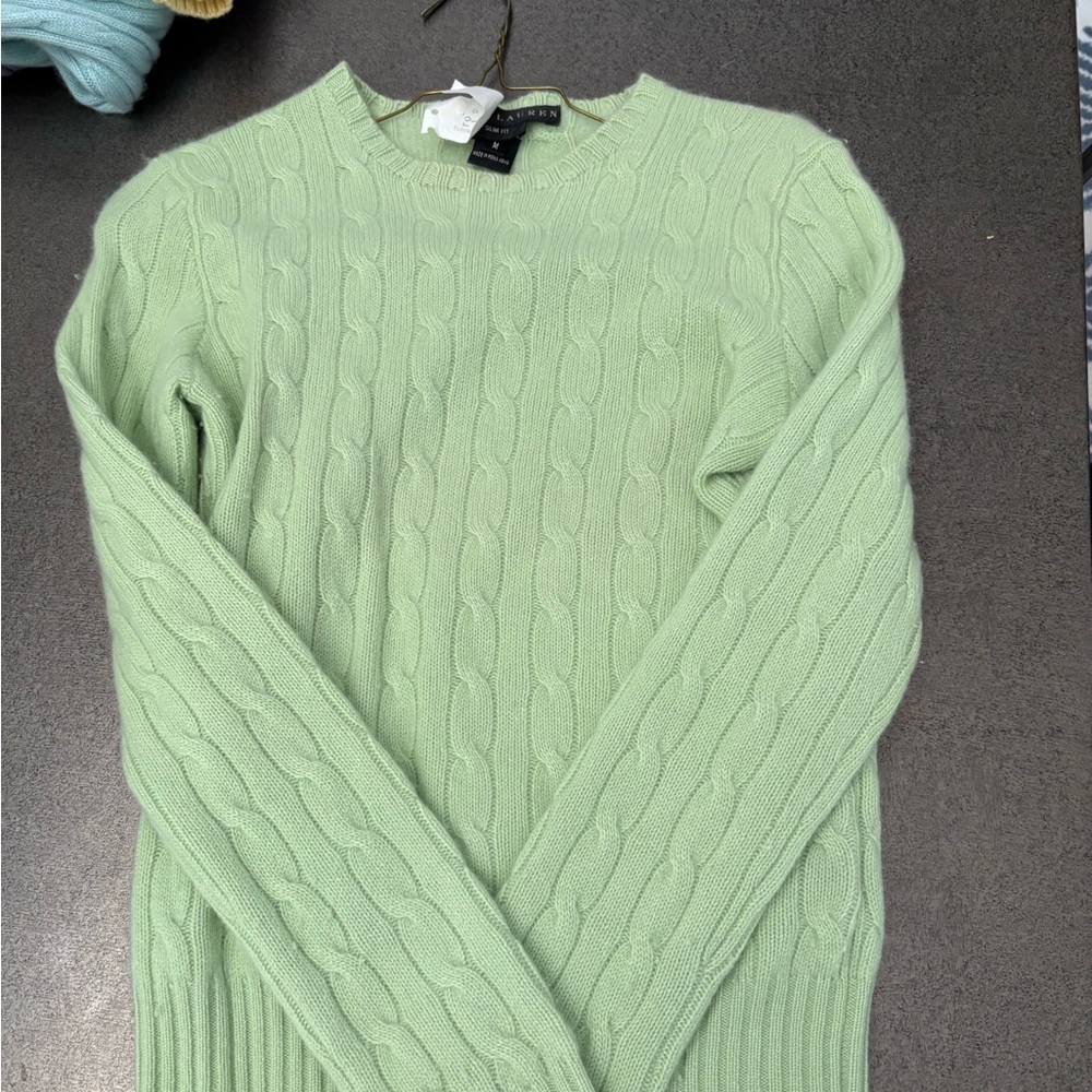 Ralph Lauren Black Label Green Cable Knit Sweater